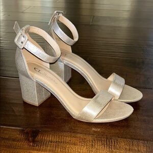 CL by Laundry Silver Block Heel Sandals